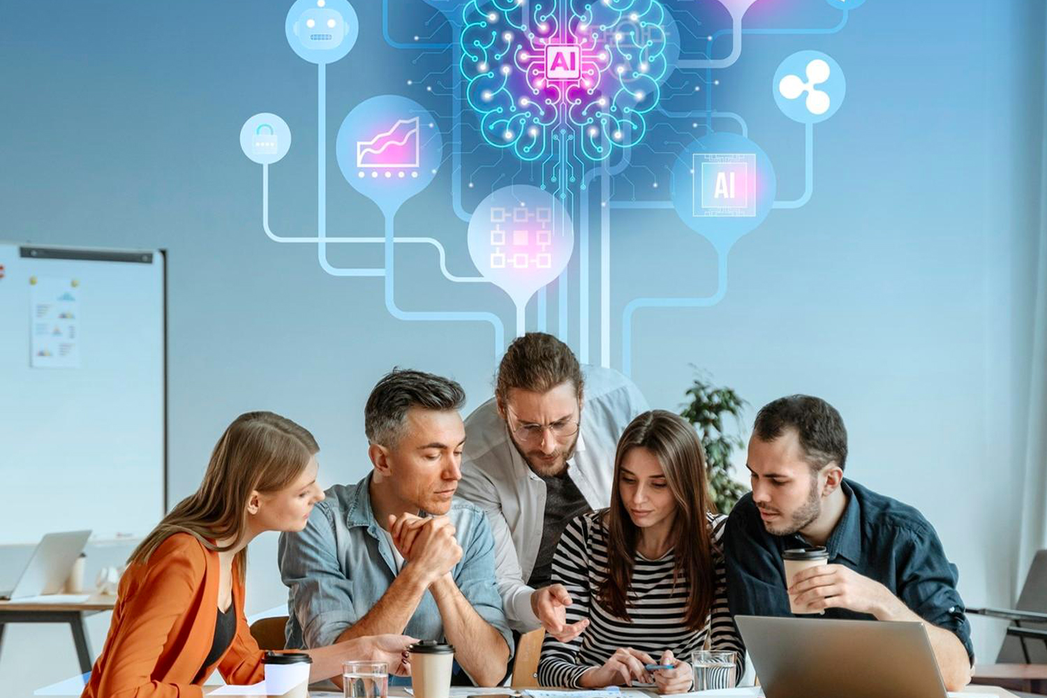 Persone al lavoro con AI